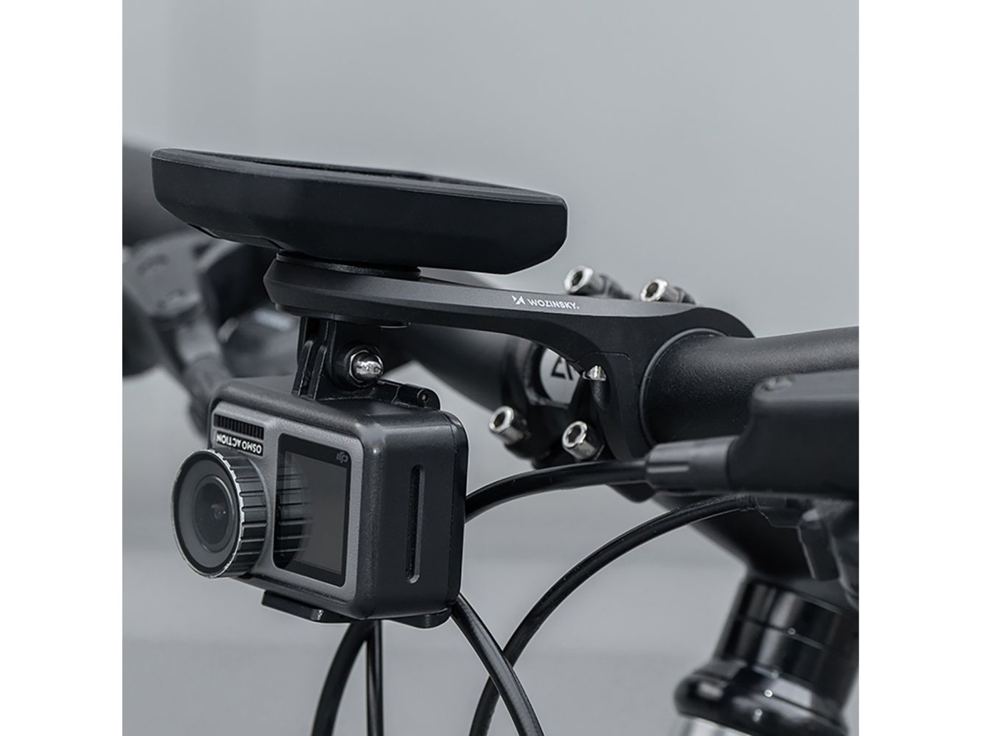 Suporte para bicicleta Wozinsky WUG-01B para computador Garmin, guidão, câmera, luz - preto