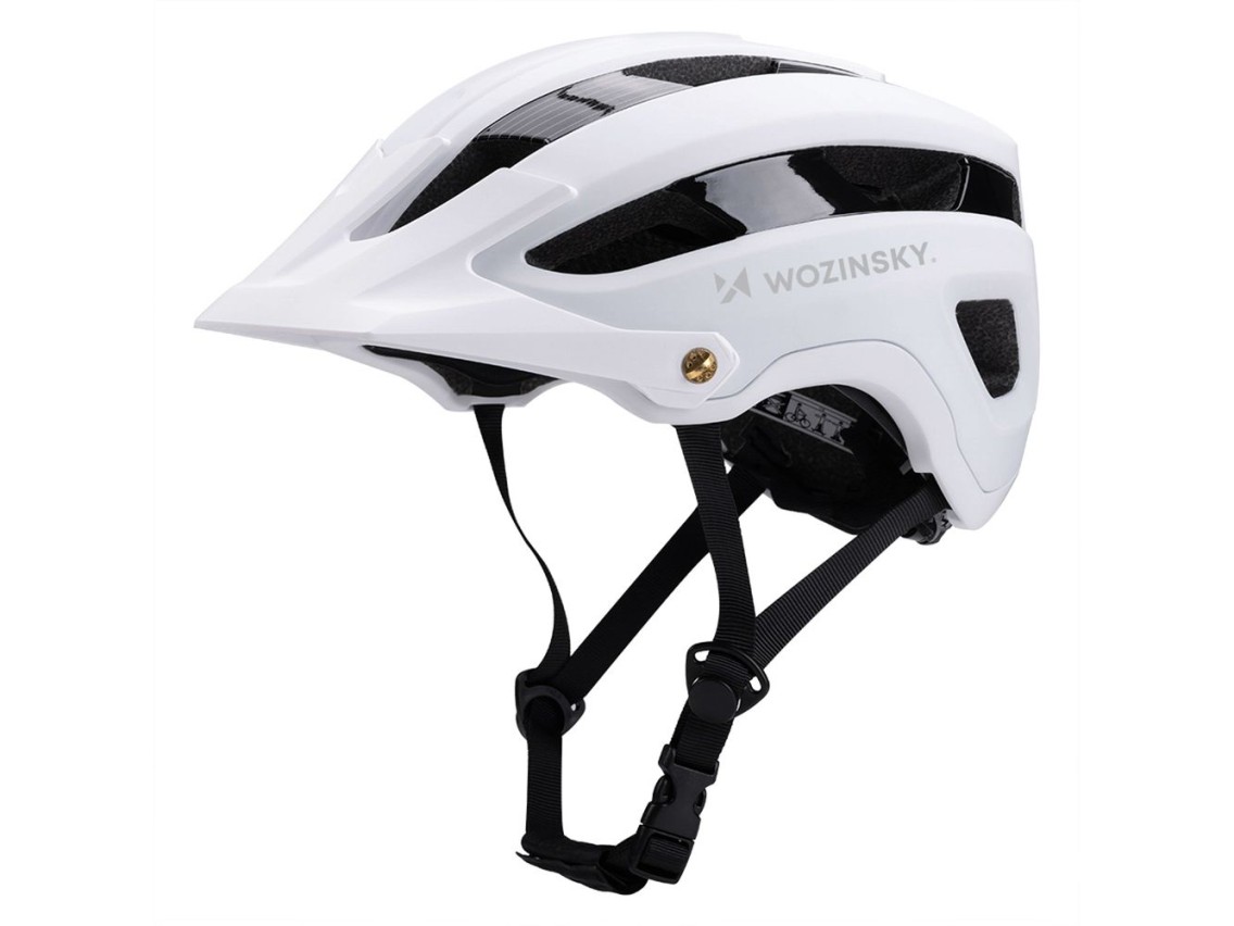 Capacete de ciclismo Wozinsky MTB com viseira removível, leve, tamanho G - preto e branco