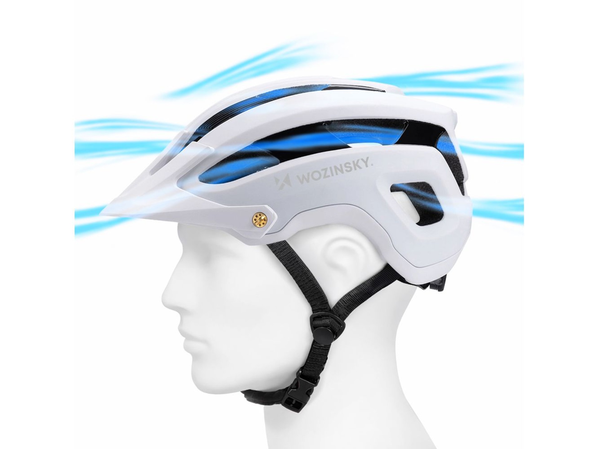 Capacete de ciclismo Wozinsky MTB com viseira removível, leve, tamanho G - preto e branco