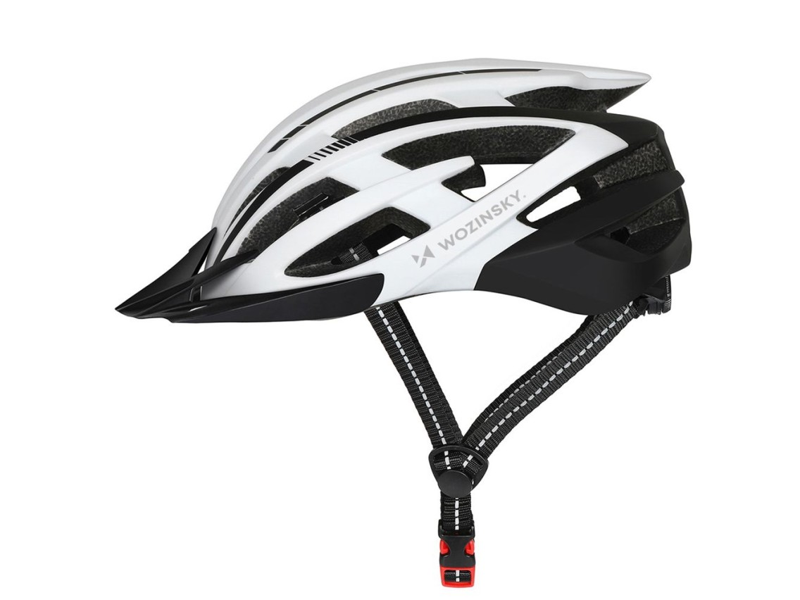 Capacete de ciclismo MTB Wozinsky com viseira removível e luz traseira USB, tamanho M - Preto e Bran