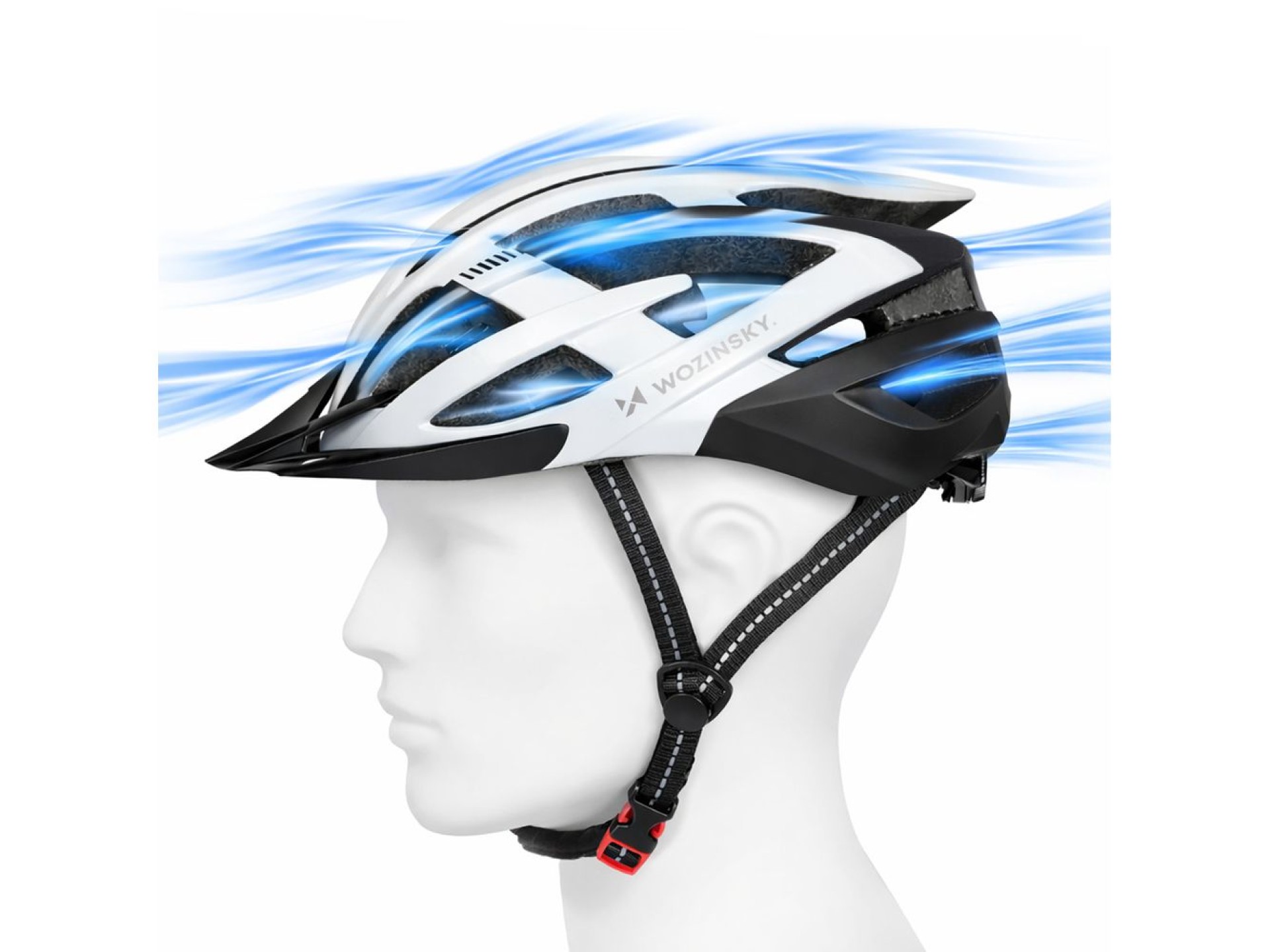Capacete de ciclismo MTB Wozinsky com viseira removível e luz traseira USB, tamanho M - Preto e Bran