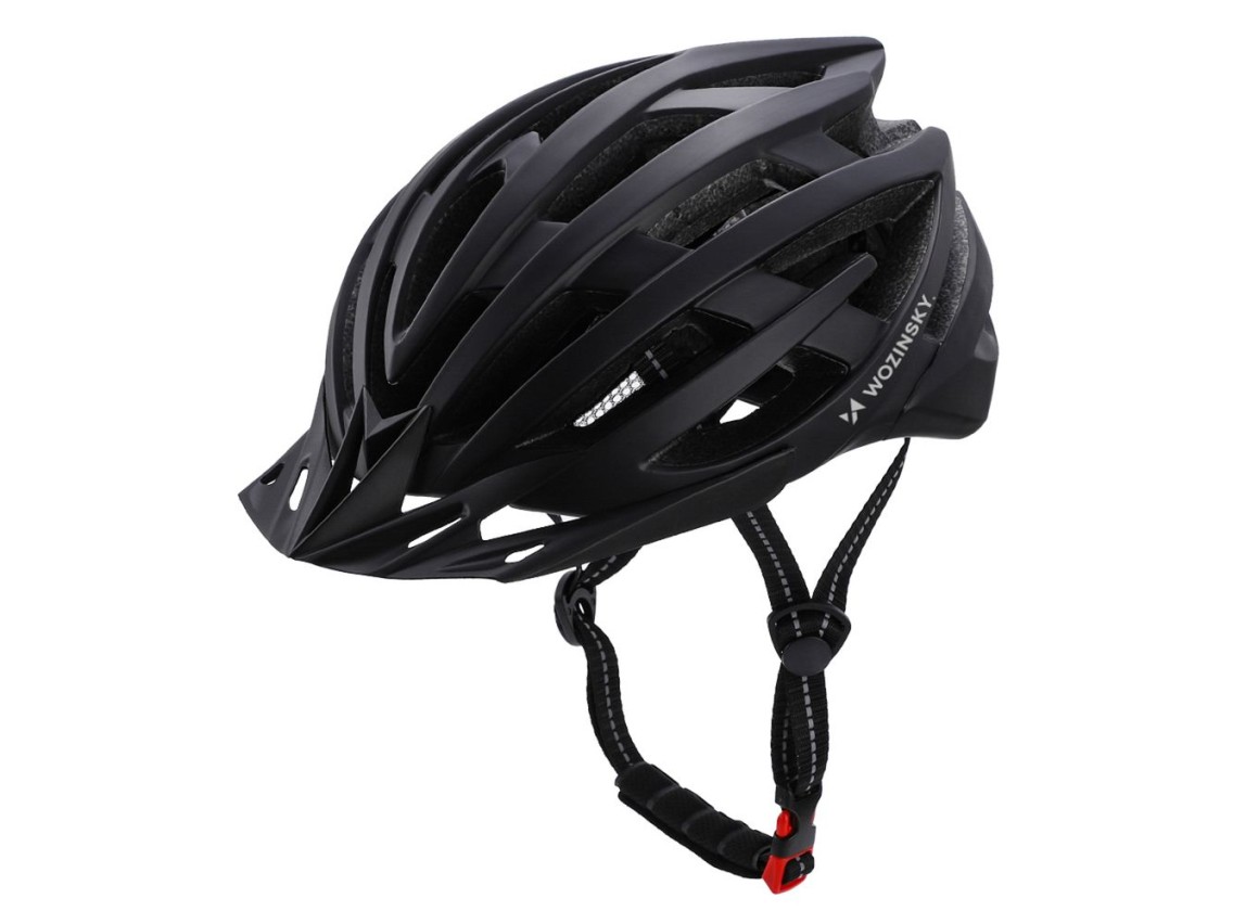 Capacete de ciclismo MTB Wozinsky com viseira removível e luz traseira USB, tamanho M - Preto