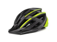 Capacete de ciclismo MTB Wozinsky com viseira removível e luz traseira USB, tamanho M - Preto e amar Capacete de ciclismo MTB Wozinsky com viseira removível e luz traseira USB, tamanho M - Preto e amar
