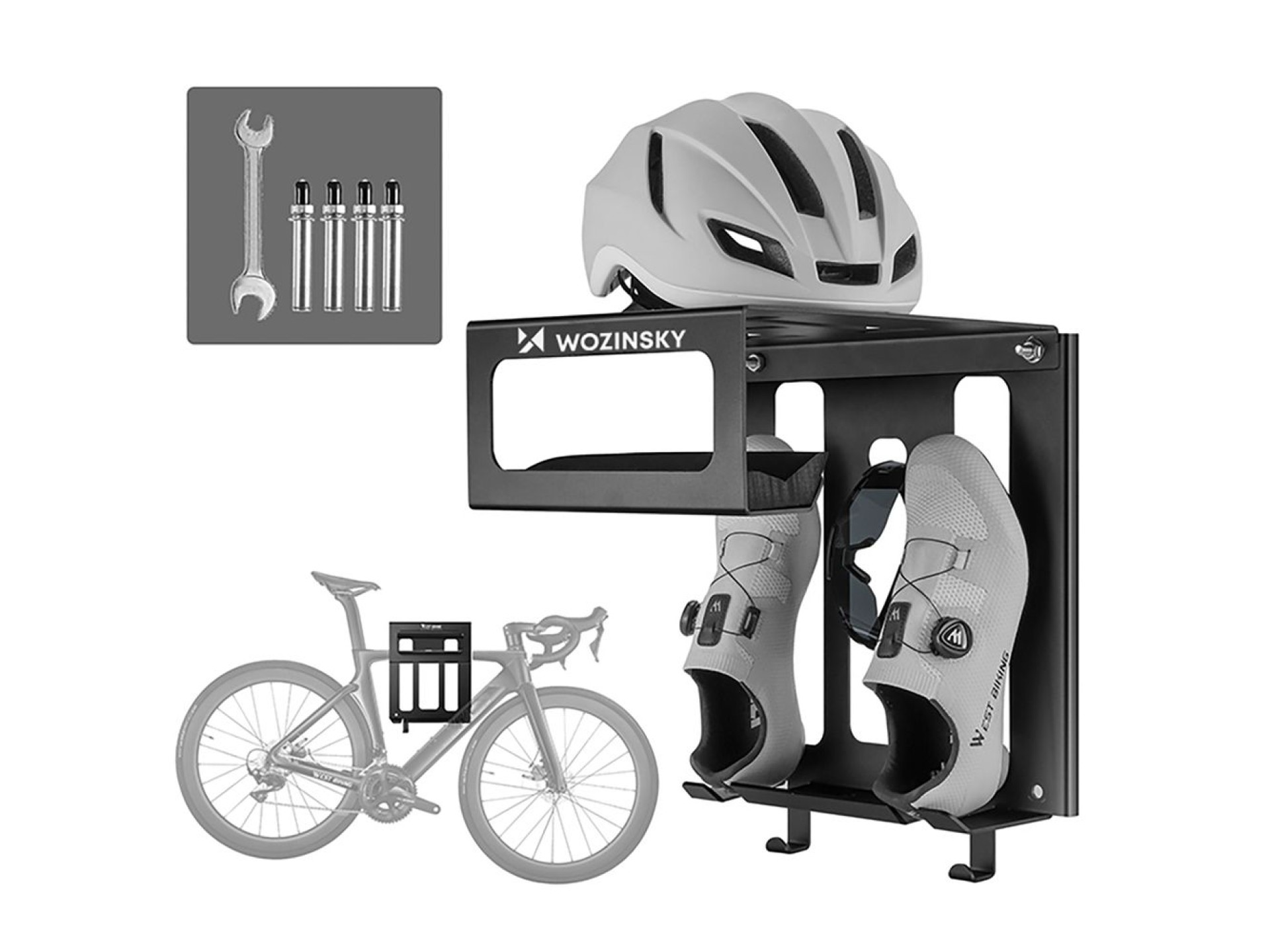 Suporte para bicicleta Wozinsky WSW-01S com kit de montagem - preto
