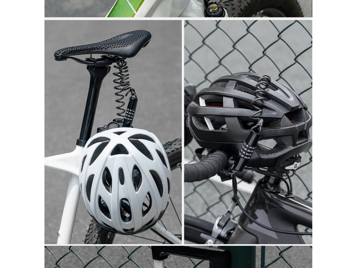 Cadeado para capacete de bicicleta Wozinsky WBN-01R, à prova d'água, combinação de 4 dígitos - preto