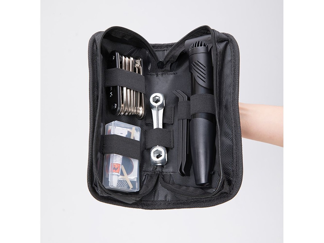 Kit de herramientas Wozinsky WMZ-01N, multiherramienta para bicicleta 16 en 1, bomba, llaves, kit de