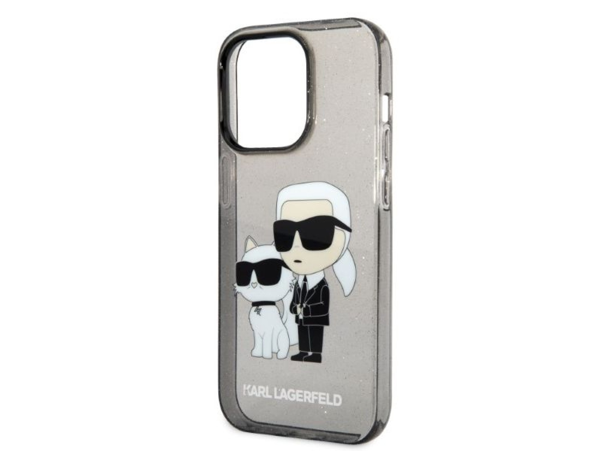Funda Karl&Choupette con purpurina de Karl Lagerfeld para iPhone 14 Pro - negra