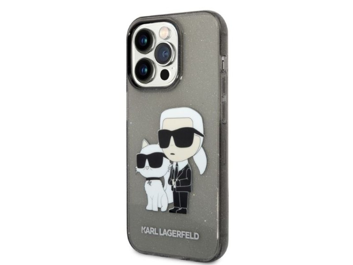 Karl Lagerfeld Glitter Karl&Choupette case for iPhone 14 Pro Max - black