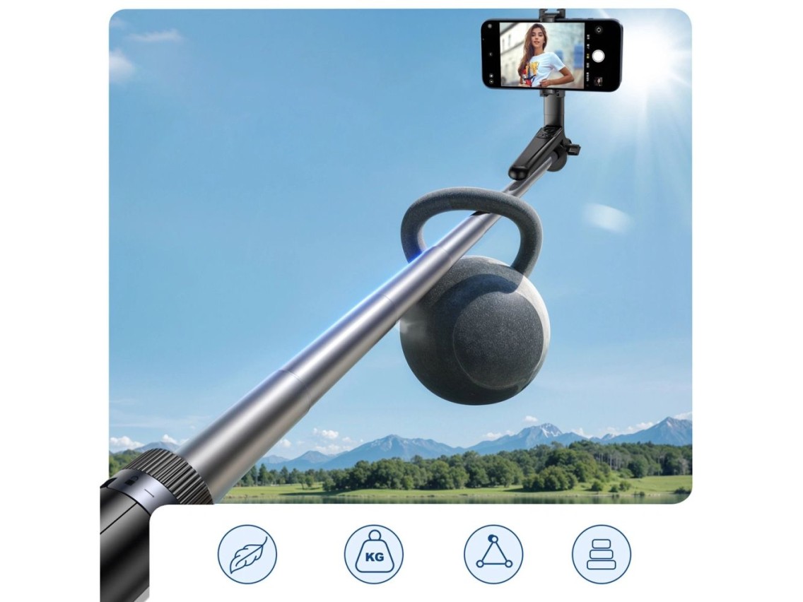 Palo selfie Wozinsky WC1Y70S trípode telescópico de 1,7 m con soporte para teléfono - negro