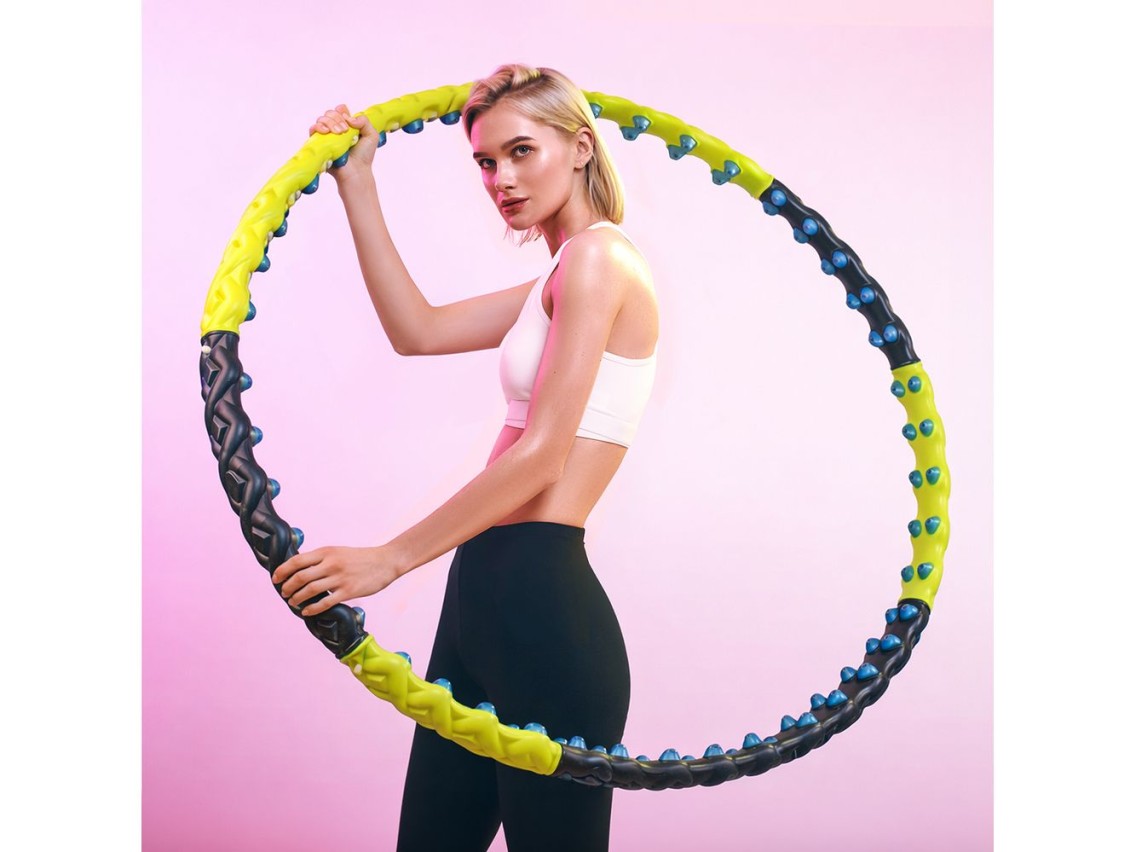 Massageador de bambolê Wozinsky WHH-110 com nódulos - Preto e amarelo