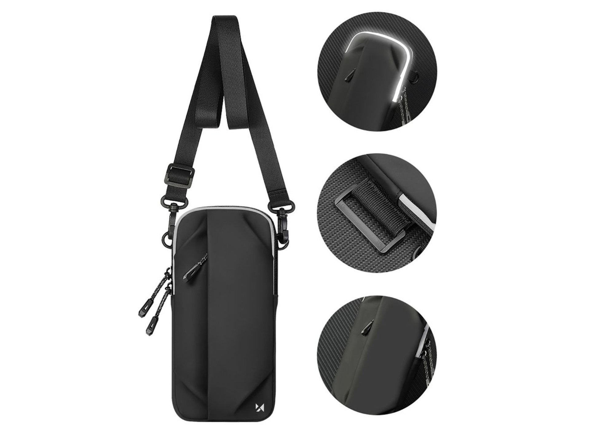 Bolsa de celular de braço Wozinsky WSDB-B para corrida - preta
