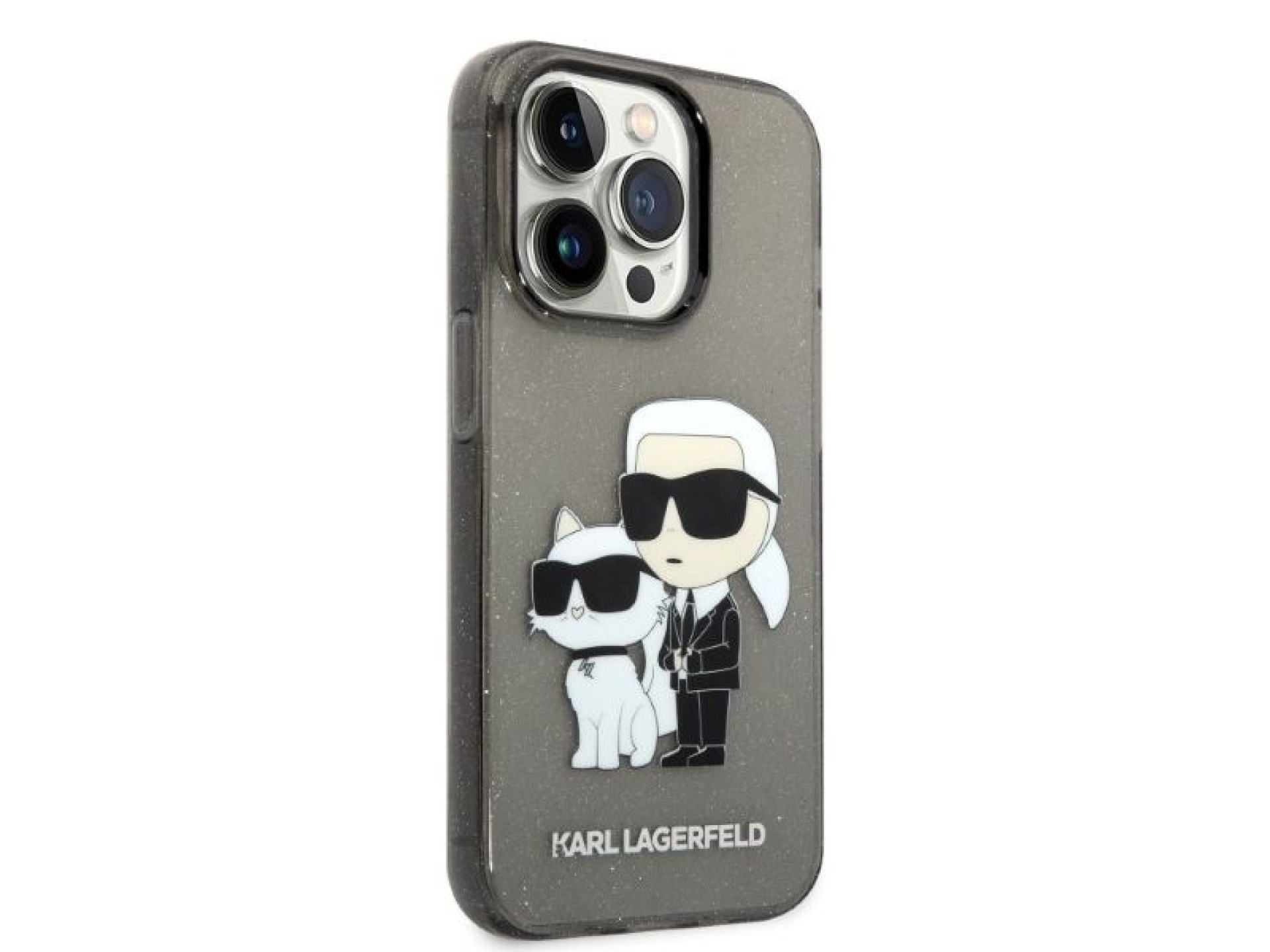Karl Lagerfeld Glitter Karl&Choupette case for iPhone 14 Pro Max - black