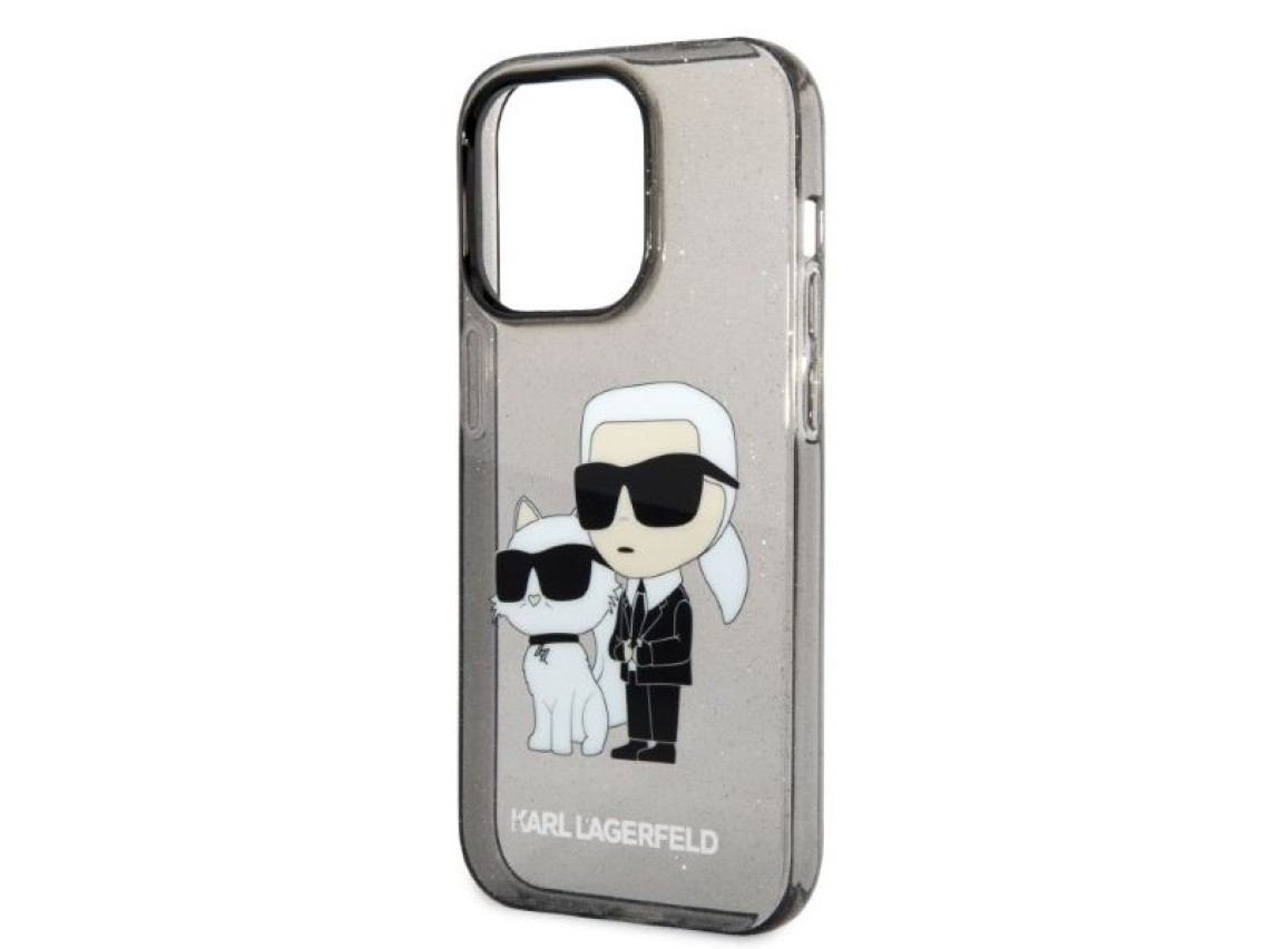 Karl Lagerfeld Glitter Karl&Choupette case for iPhone 14 Pro Max - black