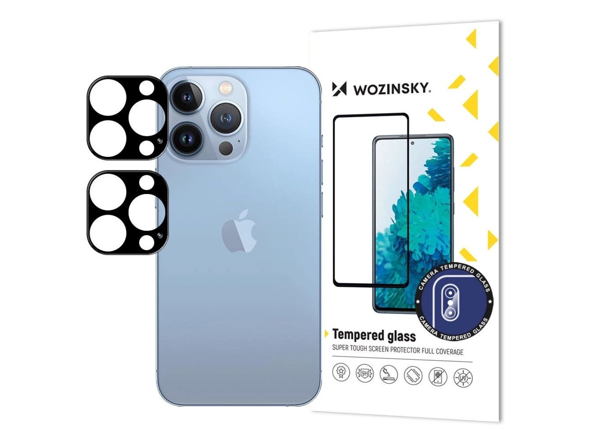 Protector de cámara de cristal Wozinsky para iPhone 17 Pro Max, color negro, juego de 2 unidades.