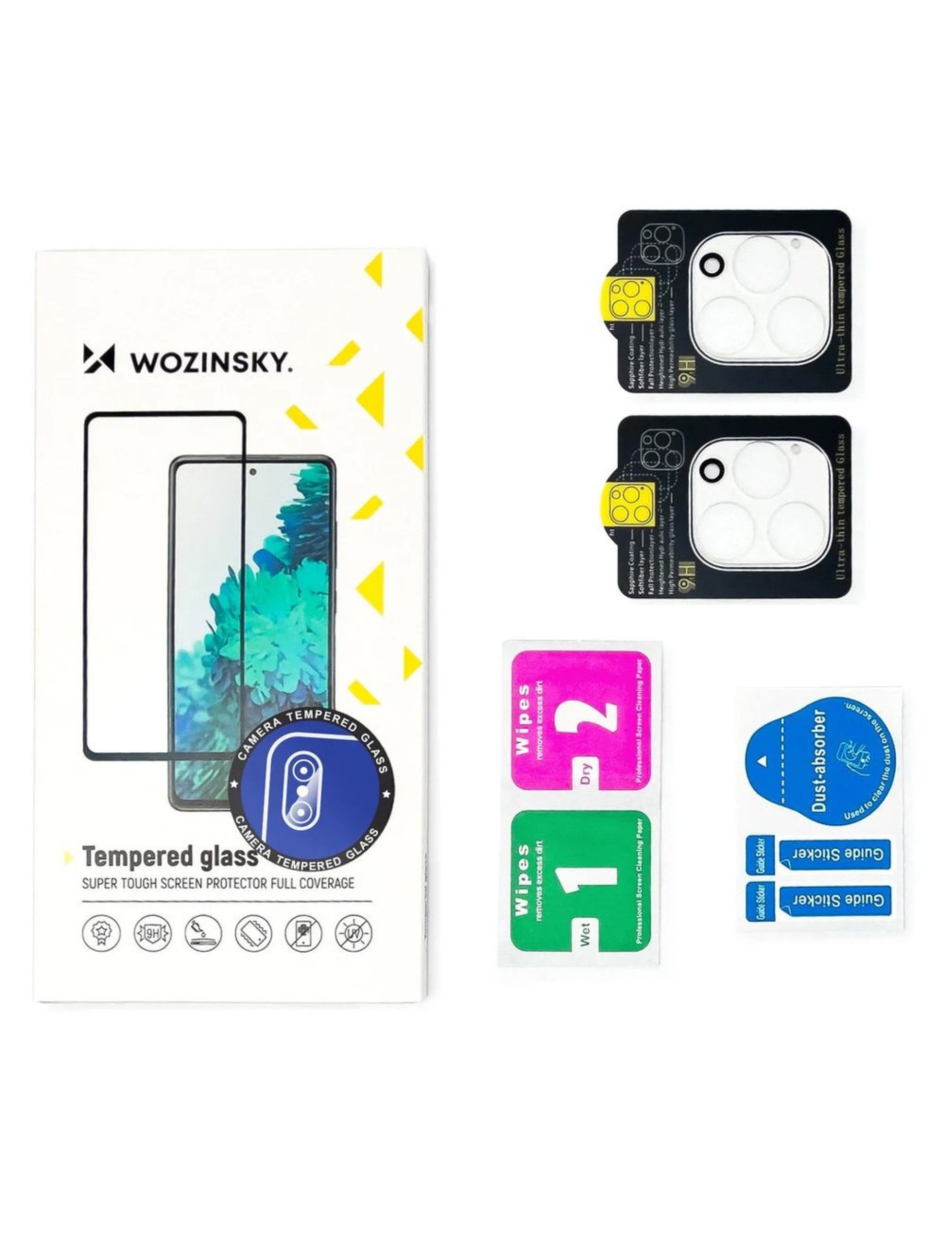 Protector de cámara de cristal Wozinsky para iPhone 17 Pro Max, color negro, juego de 2 unidades.
