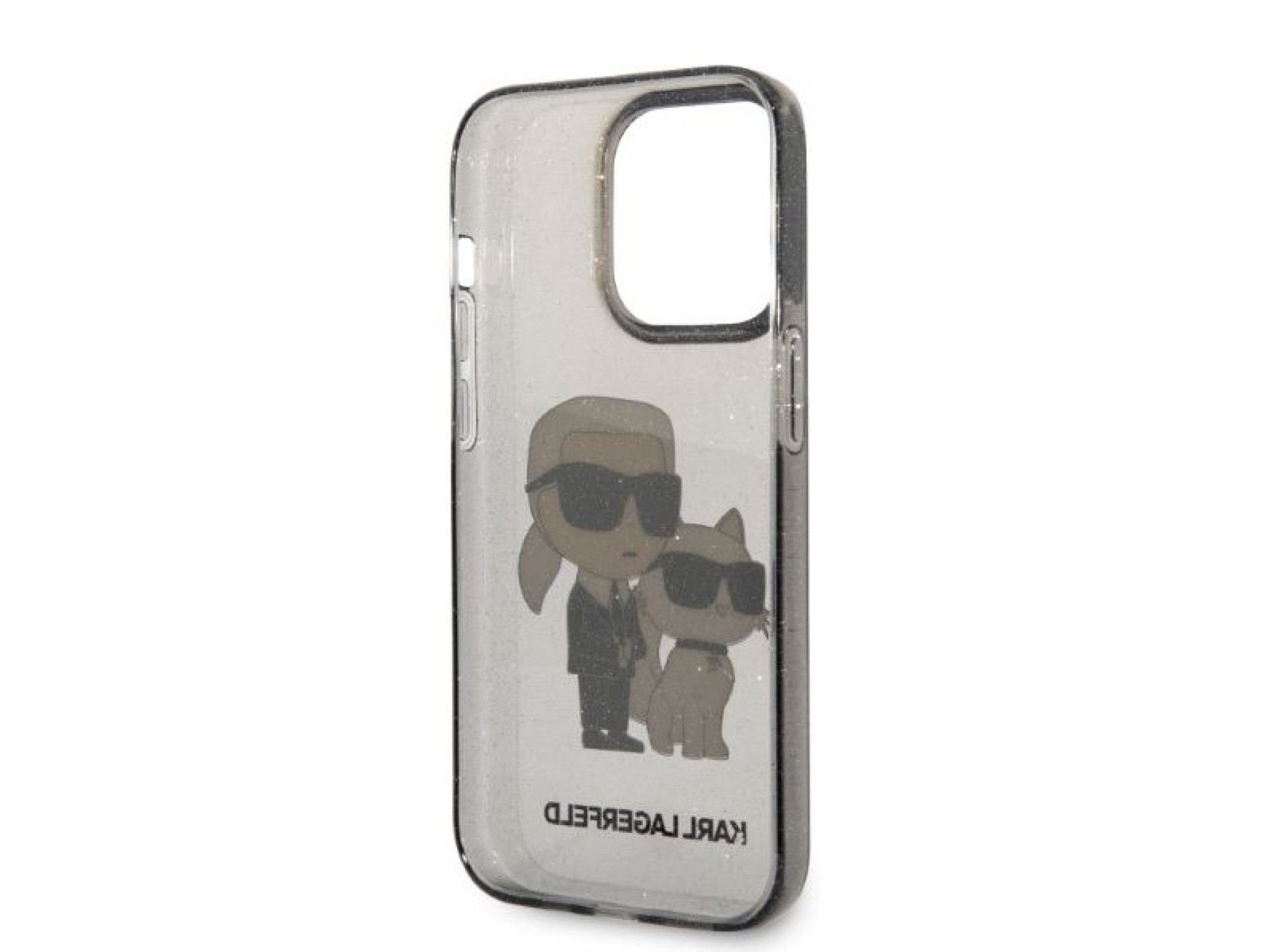 Karl Lagerfeld Glitter Karl&Choupette case for iPhone 14 Pro Max - black