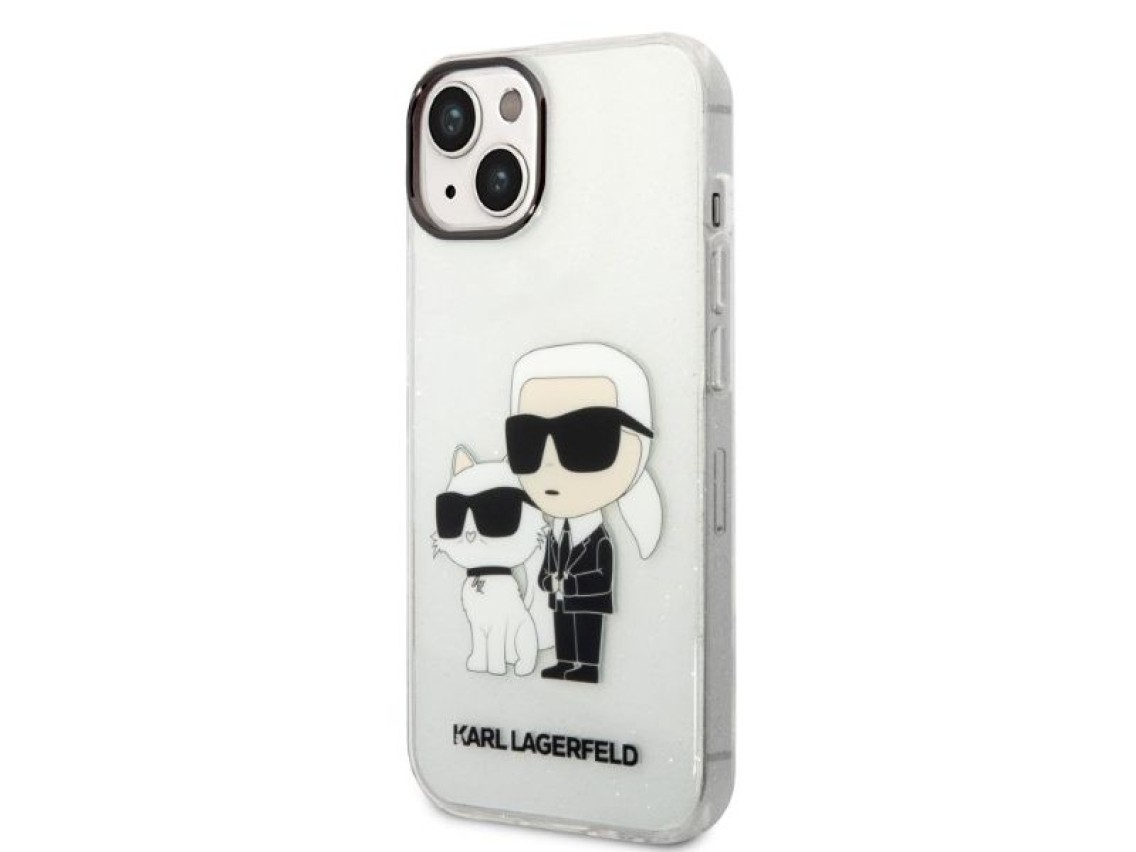 Karl Lagerfeld Glitter Karl&Choupette case for iPhone 14 Plus - transparent