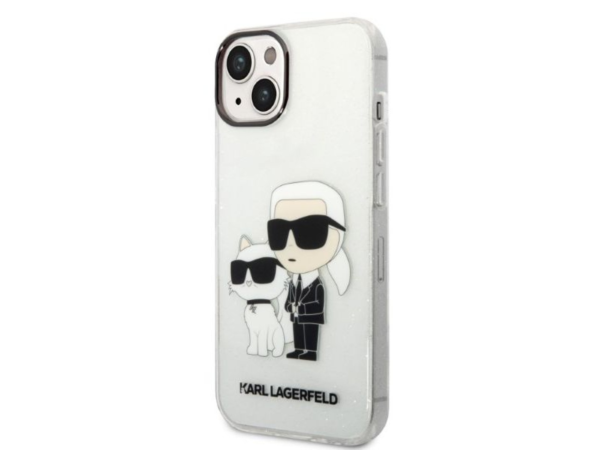 Karl Lagerfeld Glitter Karl&Choupette case for iPhone 14 Plus - transparent