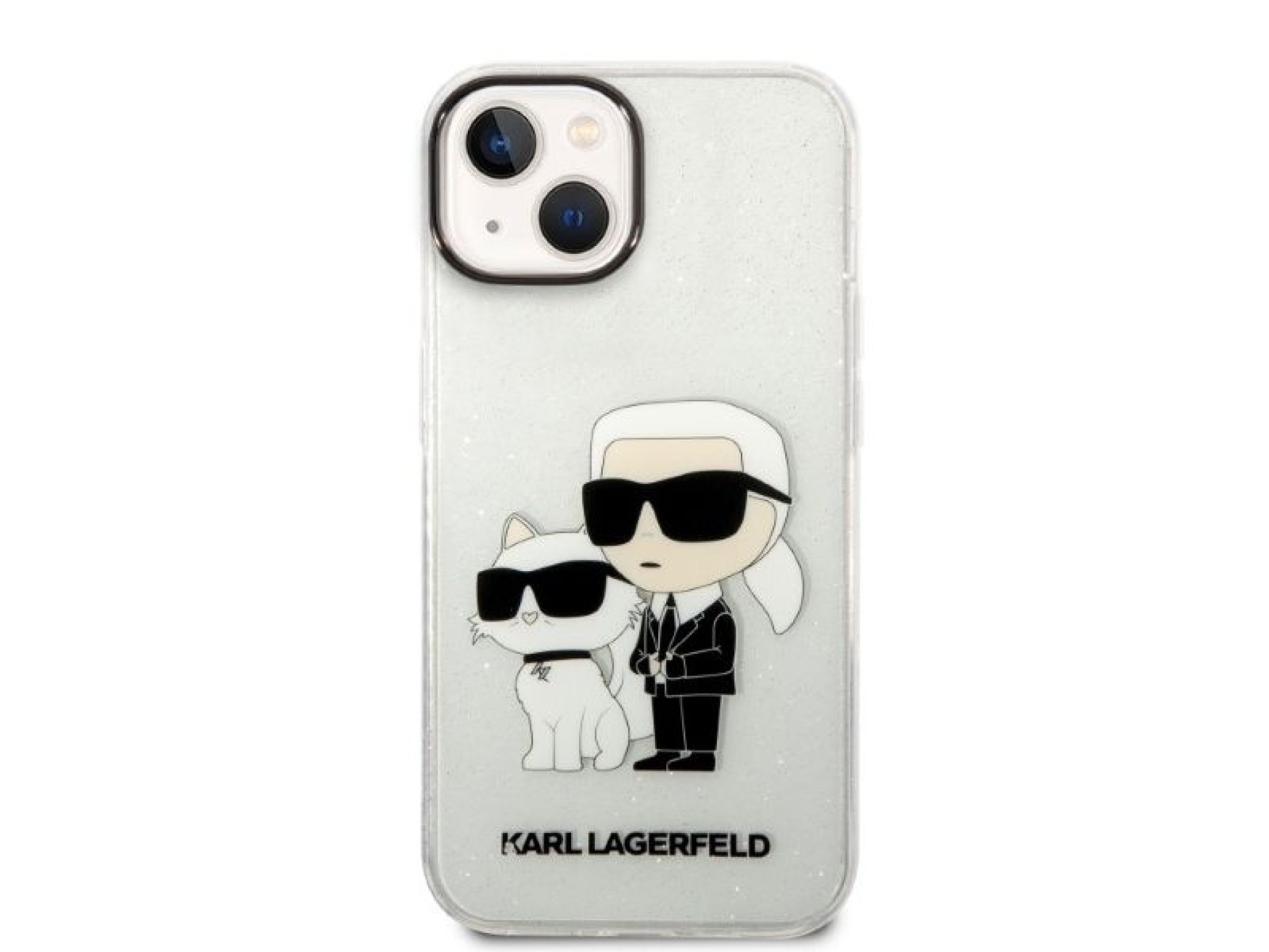 Karl Lagerfeld Glitter Karl&Choupette case for iPhone 14 Plus - transparent