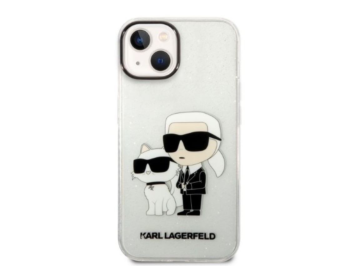 Karl Lagerfeld Glitter Karl&Choupette case for iPhone 14 Plus - transparent