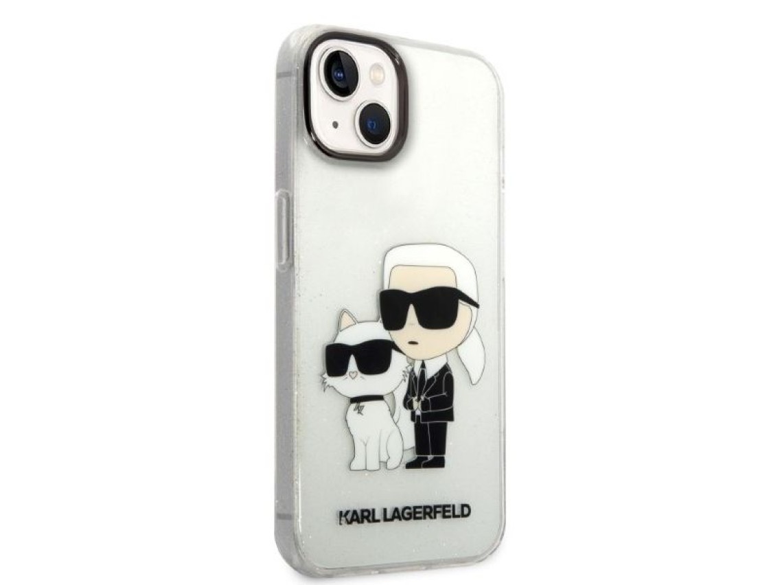 Karl Lagerfeld Glitter Karl&Choupette case for iPhone 14 Plus - transparent