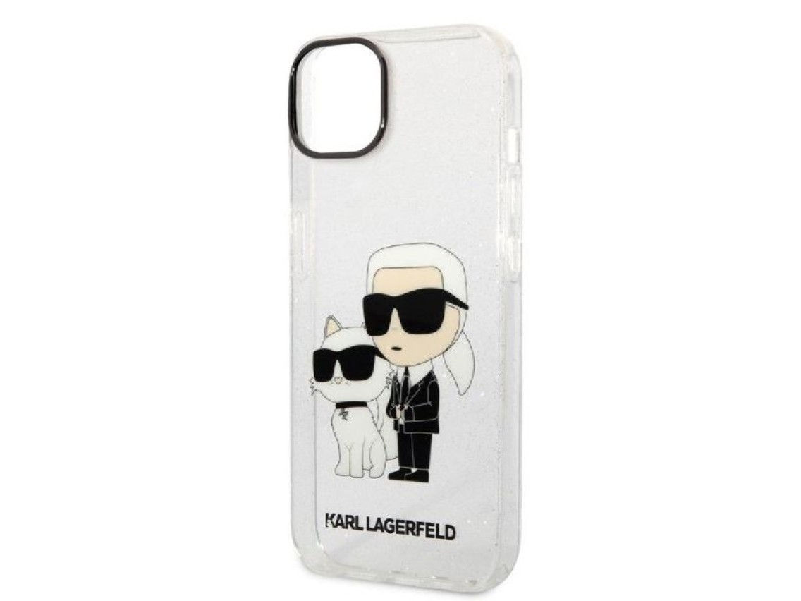 Karl Lagerfeld Glitter Karl&Choupette case for iPhone 14 Plus - transparent