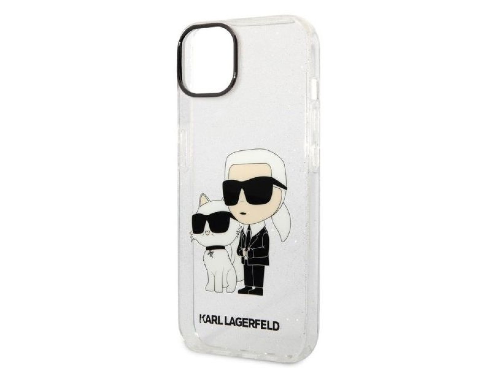 Karl Lagerfeld Glitter Karl&Choupette case for iPhone 14 Plus - transparent