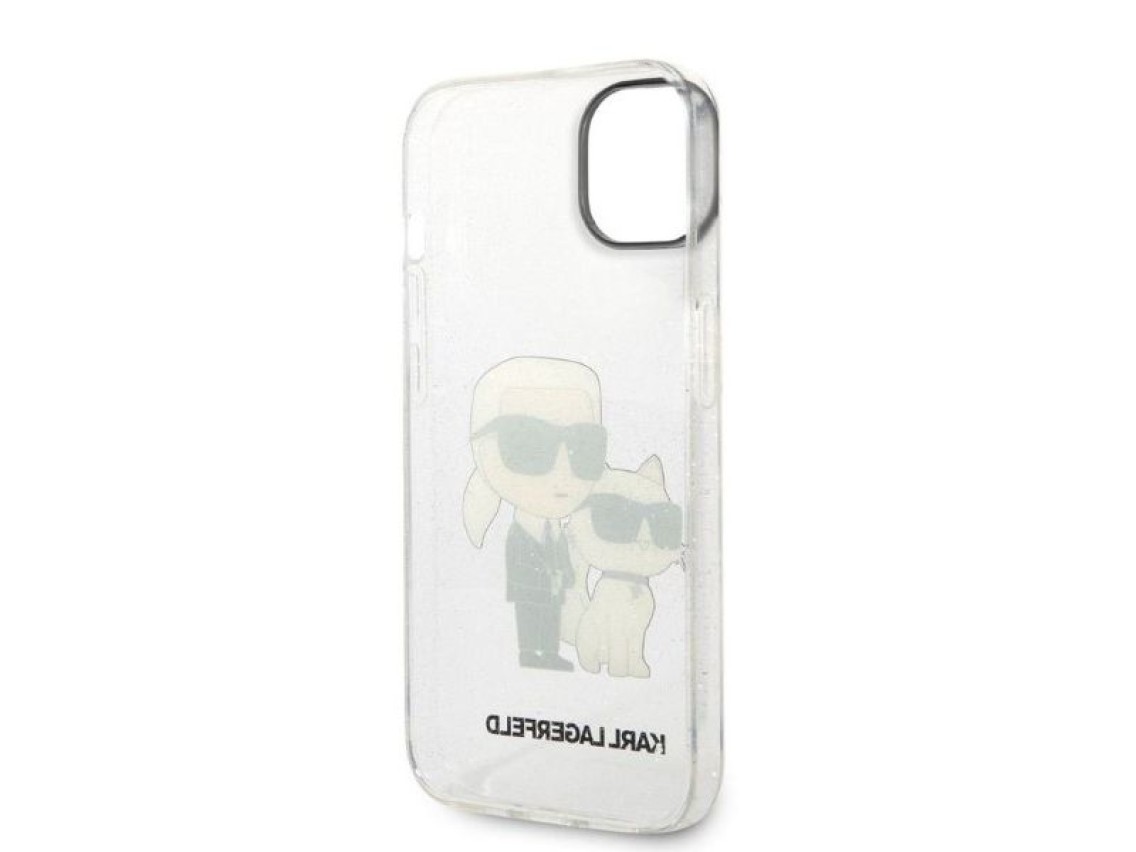 Karl Lagerfeld Glitter Karl&Choupette case for iPhone 14 Plus - transparent