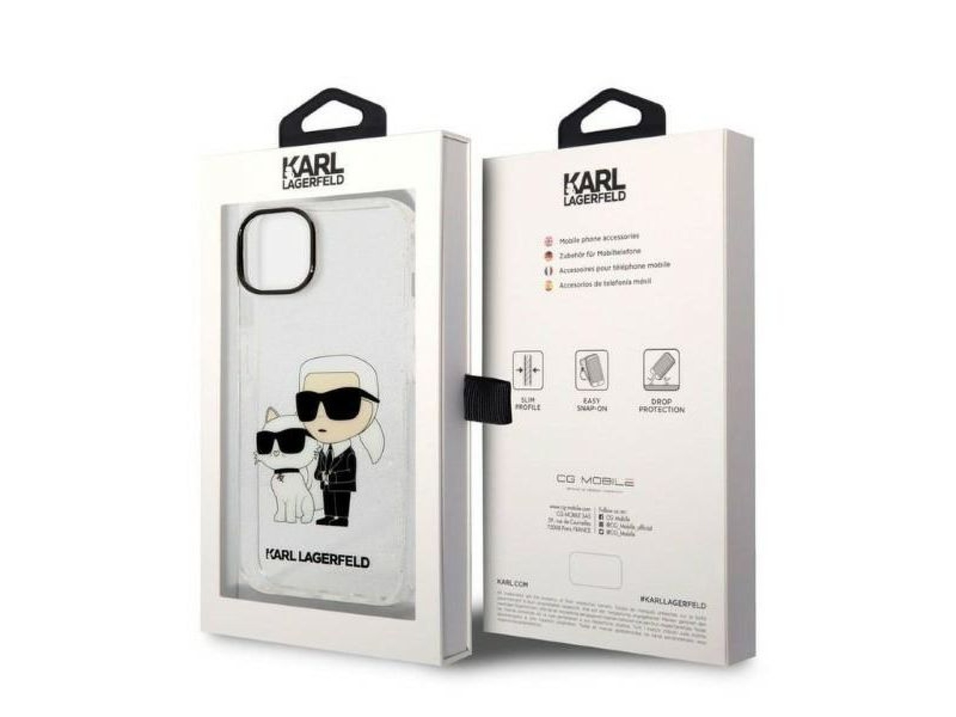 Karl Lagerfeld Glitter Karl&Choupette case for iPhone 14 Plus - transparent