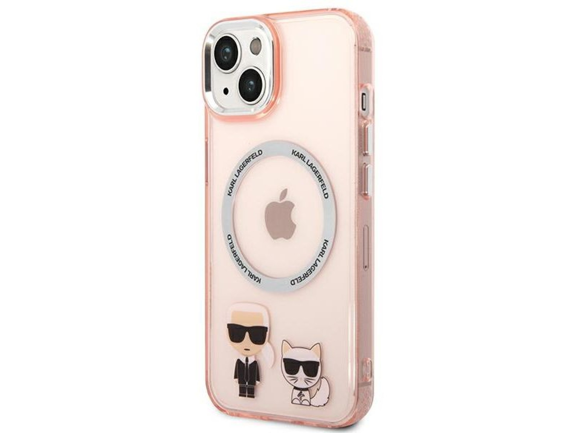 Capa rígida rosa Karl Lagerfeld KLHMP14MHKCP para iPhone 14 Plus 6.7 / Magsafe de alumínio rosa Karl