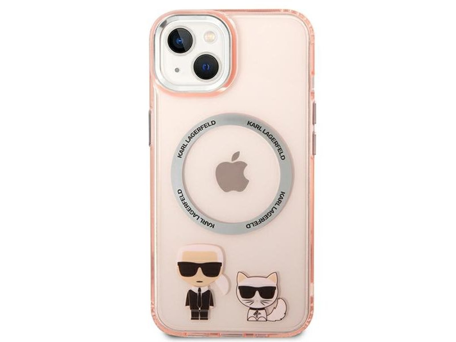 Capa rígida rosa Karl Lagerfeld KLHMP14MHKCP para iPhone 14 Plus 6.7 / Magsafe de alumínio rosa Karl