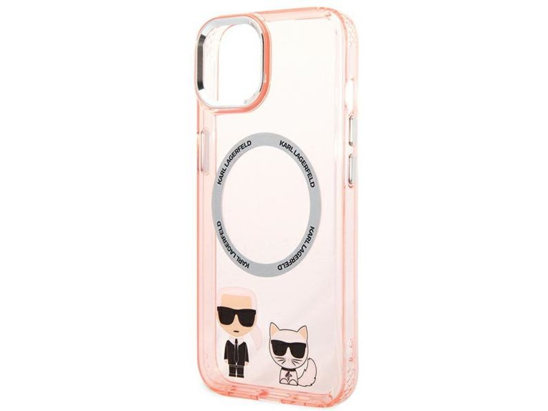 Capa rígida rosa Karl Lagerfeld KLHMP14MHKCP para iPhone 14 Plus 6.7 / Magsafe de alumínio rosa Karl