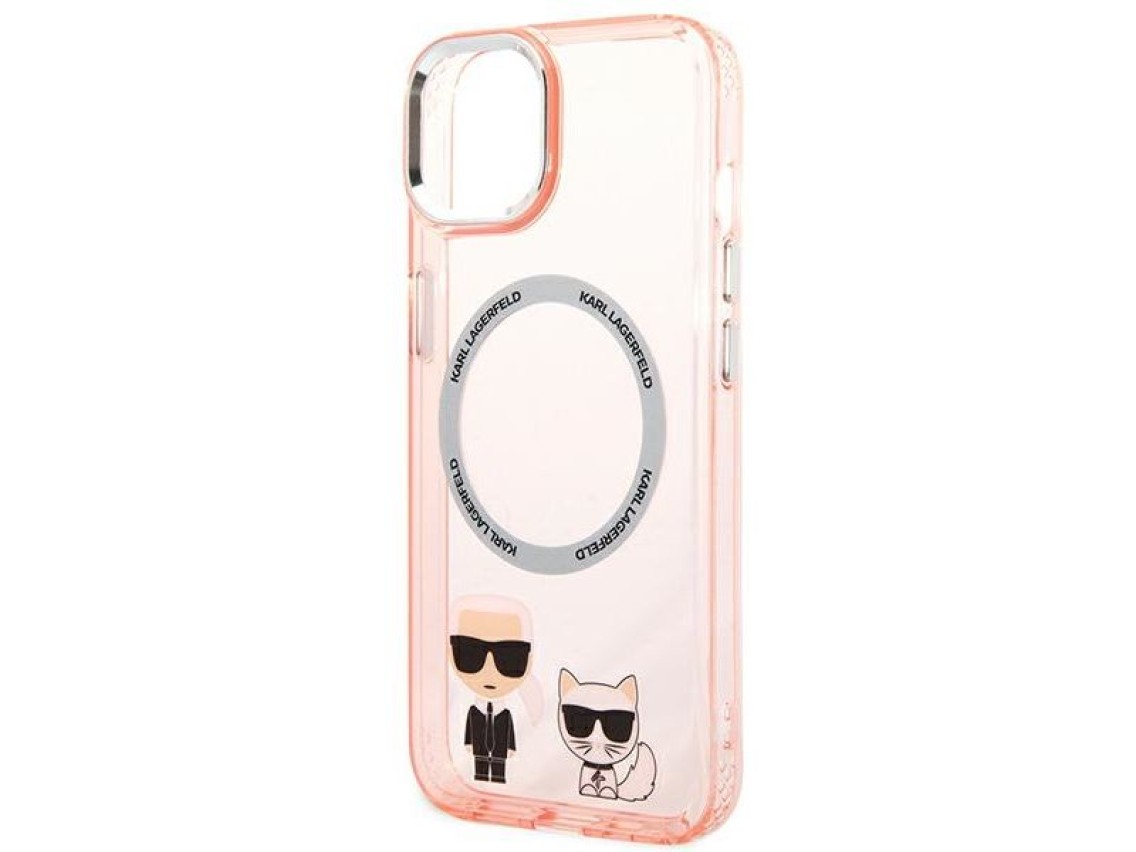 Capa rígida rosa Karl Lagerfeld KLHMP14MHKCP para iPhone 14 Plus 6.7 / Magsafe de alumínio rosa Karl