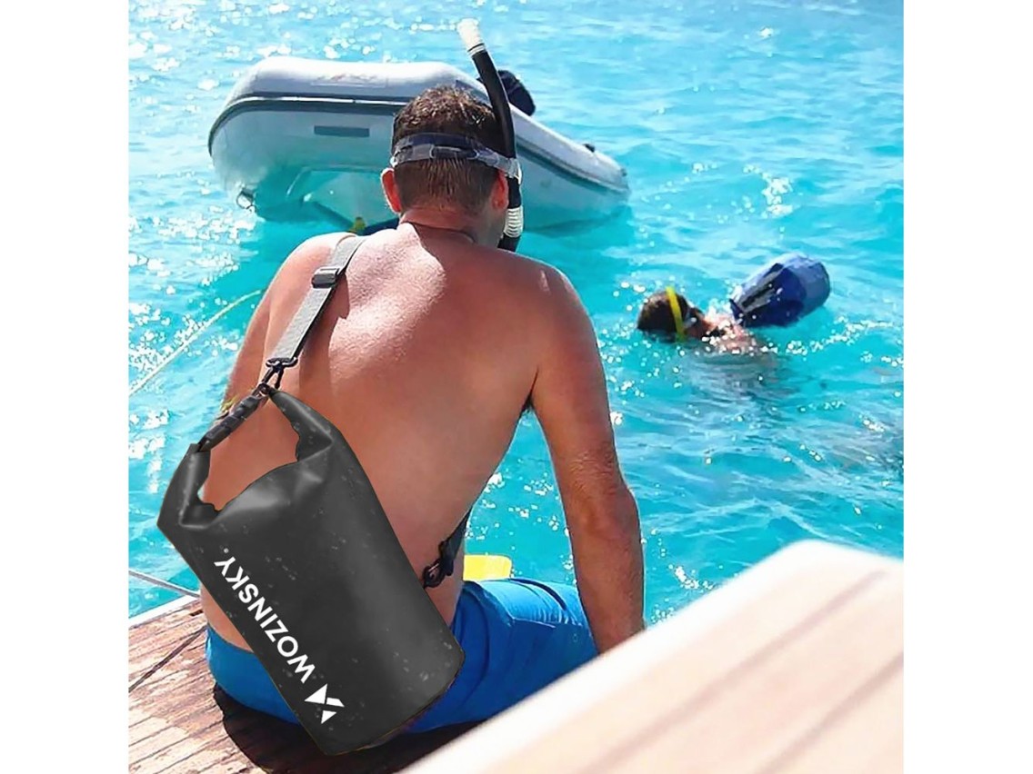 Bolsa impermeable Wozinsky WWK-20 para SUP y kayak de 20 litros - negra
