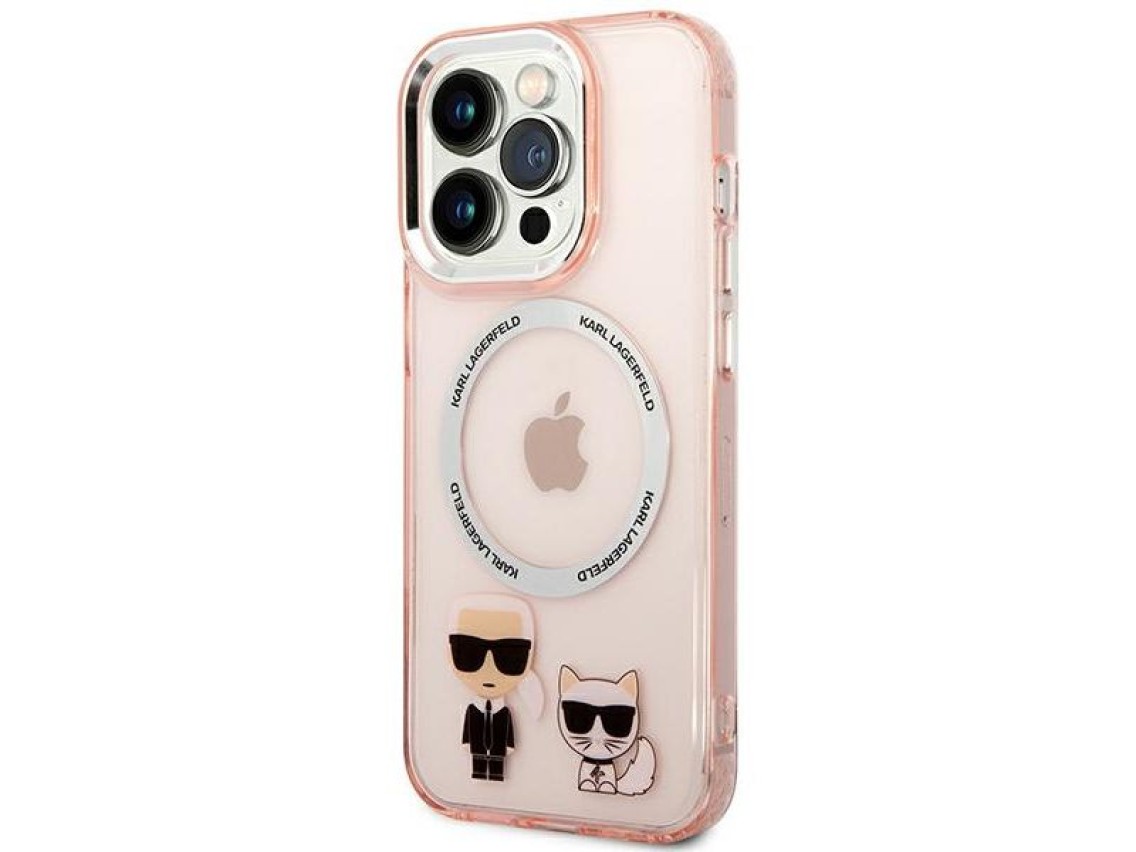 Capa rígida Karl Lagerfeld KLHMP14LHKCP para iPhone 14 Pro de 6,1" rosa/rosa Karl & Choupette Magsaf