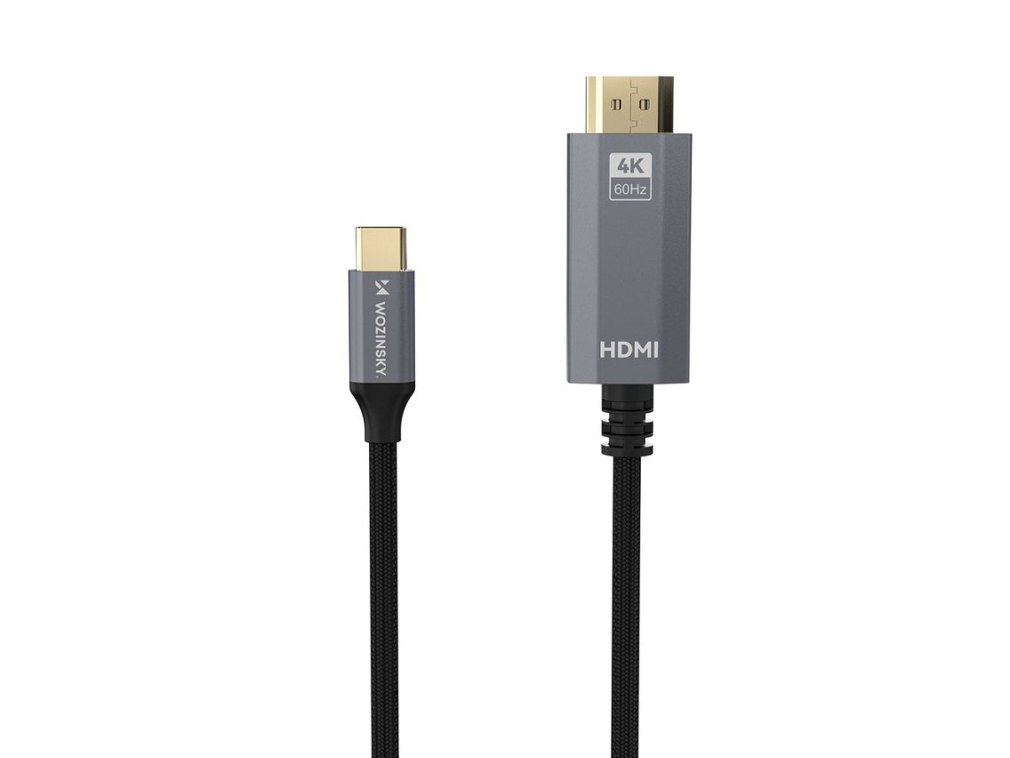Cabo Wozinsky WCCH-01 USB-C para HDMI 4K 60Hz de 1,8 m - Preto