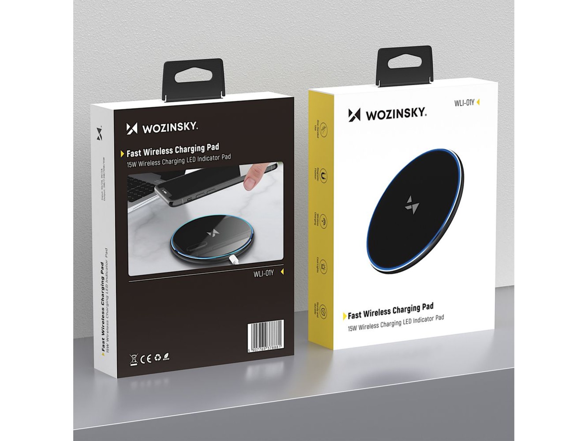 Wozinsky WLI-01Y 15W Qi Inductive Charger with USB-C Cable - Black
