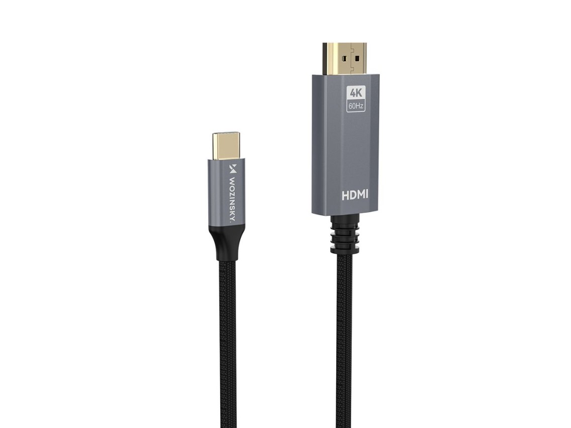 Cabo Wozinsky WCCH-01 USB-C para HDMI 4K 60Hz de 1,8 m - Preto