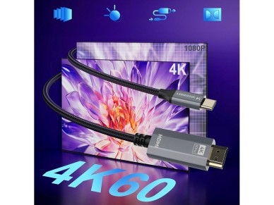 Cable Wozinsky WCCH-01 USB-C - HDMI 4K 60Hz de 1,8 m - Negro