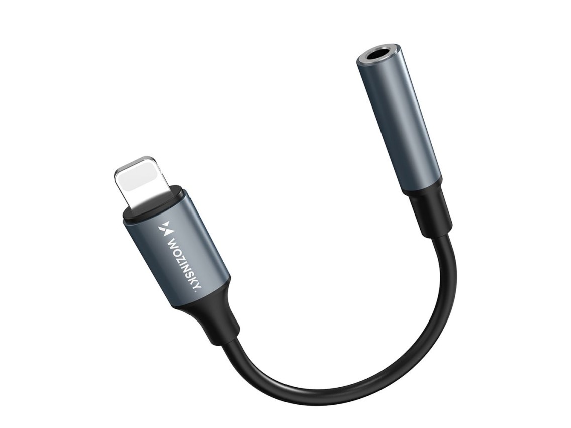 Adaptador Lightning Wozinsky WALJ-01 - mini jack de 3,5 mm - preto