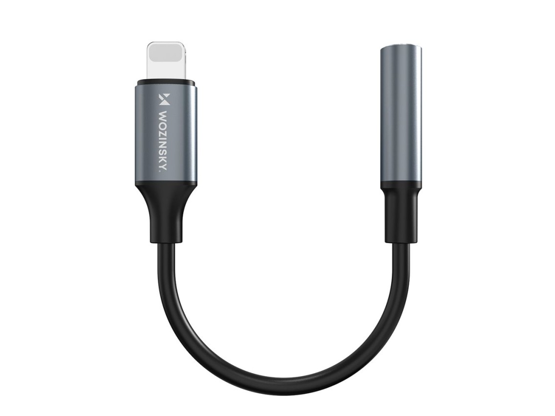 Adaptador Lightning Wozinsky WALJ-01 - mini jack de 3,5 mm - preto
