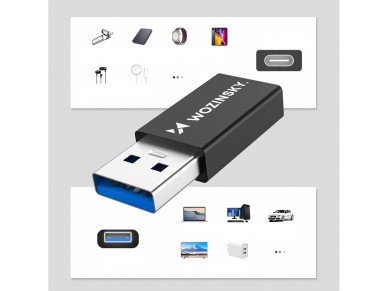 Wozinsky WAAC-01 USB-A - USB-C OTG Adapter - Black