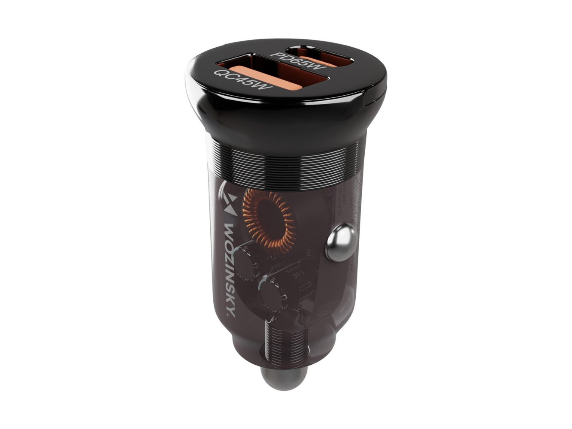 Wozinsky 65W Car Charger USB-C PD 65W / USB-A 45W QC 3.0 - Black