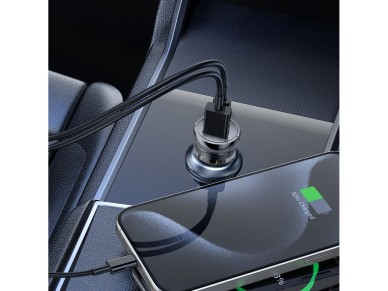 Cargador de coche Wozinsky de 65 W USB-C PD 65 W / USB-A 45 W QC 3.0 - Negro