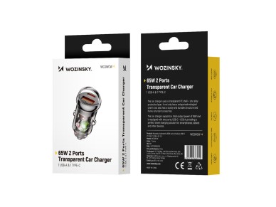 Cargador de coche Wozinsky de 65 W USB-C PD 65 W / USB-A 45 W QC 3.0 - Negro