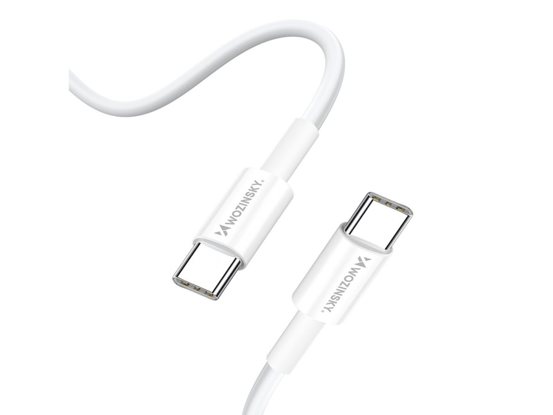 Carregador Wozinsky GaN de 65 W com portas USB-A e 2 portas USB-C, com cabo USB-C de 65 W - Branco