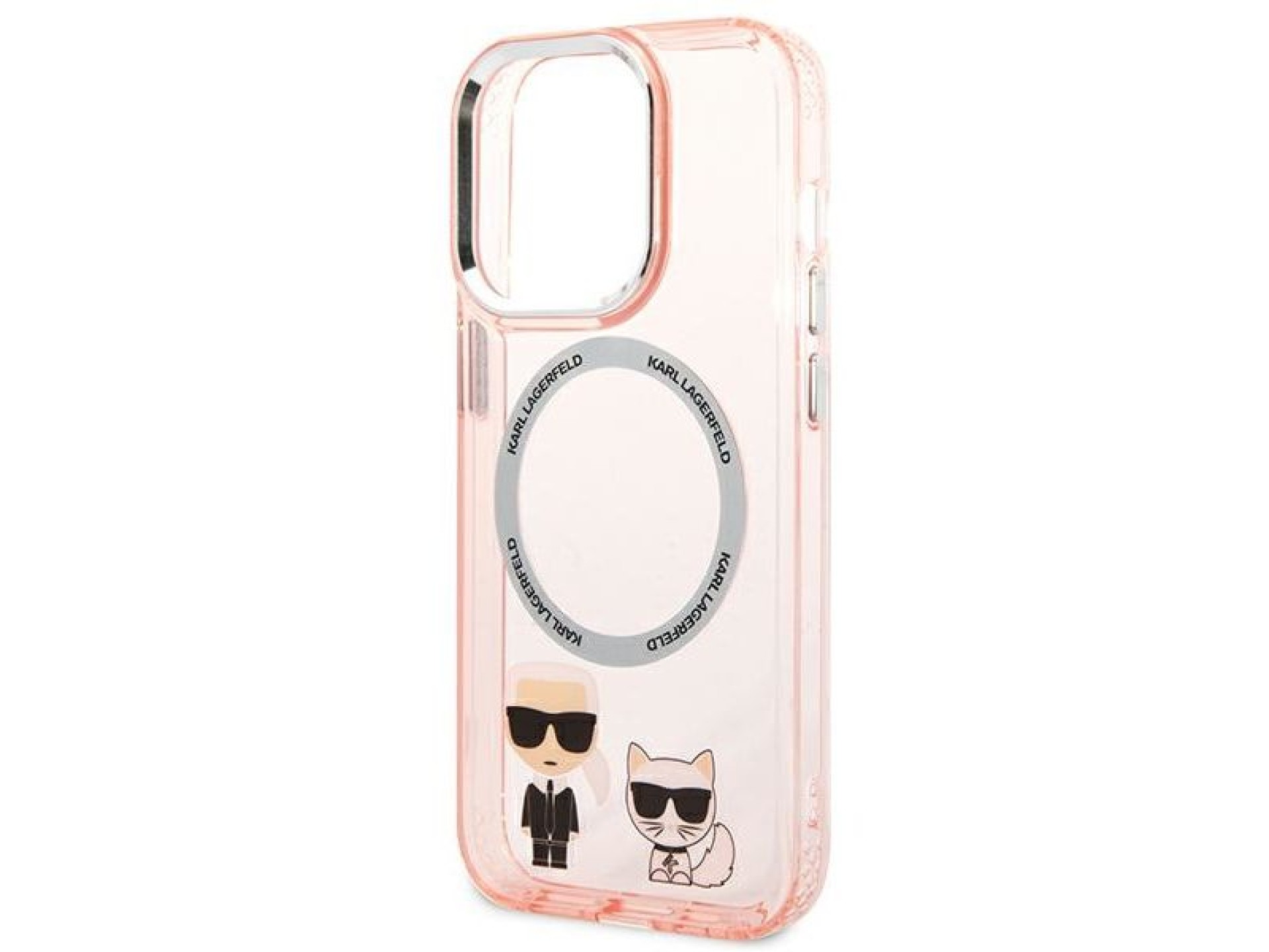Capa rígida rosa Karl Lagerfeld KLHMP14XHKCP para iPhone 14 Pro Max 6.7 / Magsafe de alumínio rosa K