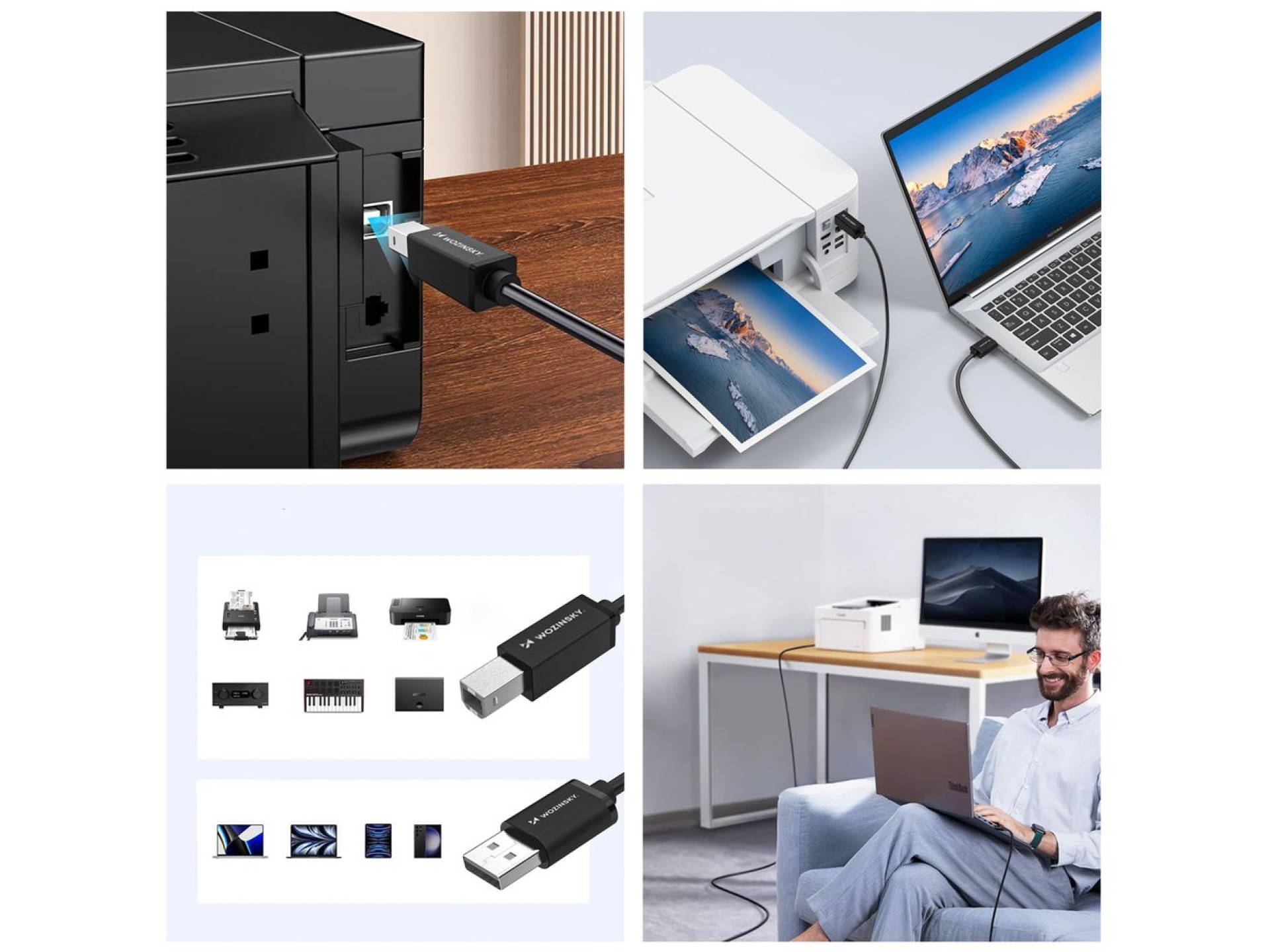 Wozinsky WKDDY4S USB-B - USB-A 480Mb/s Cable 1m - Black