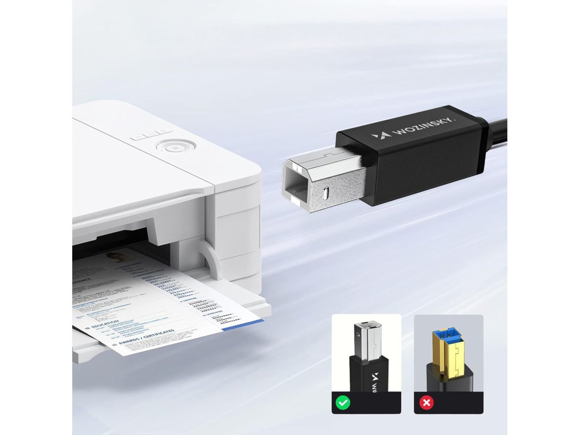 Cabo Wozinsky WKDDY3S USB-B para USB-A 480Mb/s 2m - Preto