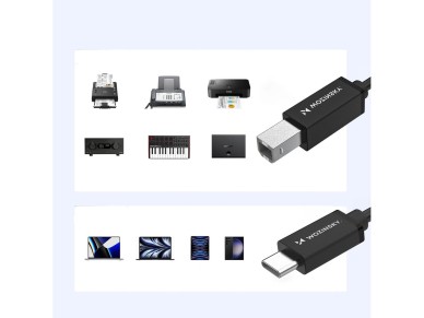 Cable USB-B - USB-C Wozinsky WKDDY1S de 1 m - Negro